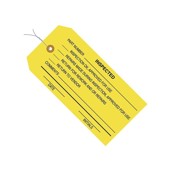 Bsc Preferred 4 3/4 x 2-3/8'' - ''Inspected'' Inspection Tags - Pre-Wired, 1000PK BUY00030007 - main